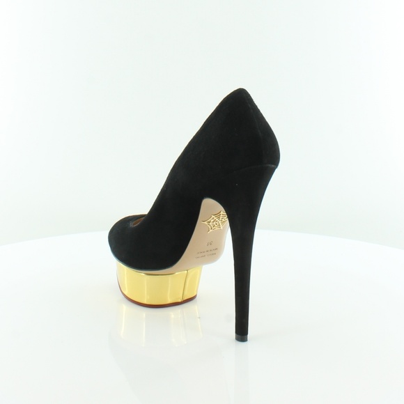 Charlotte Olympia Black Leather Dolly Pumps Sz 40 - Picture 5 of 8